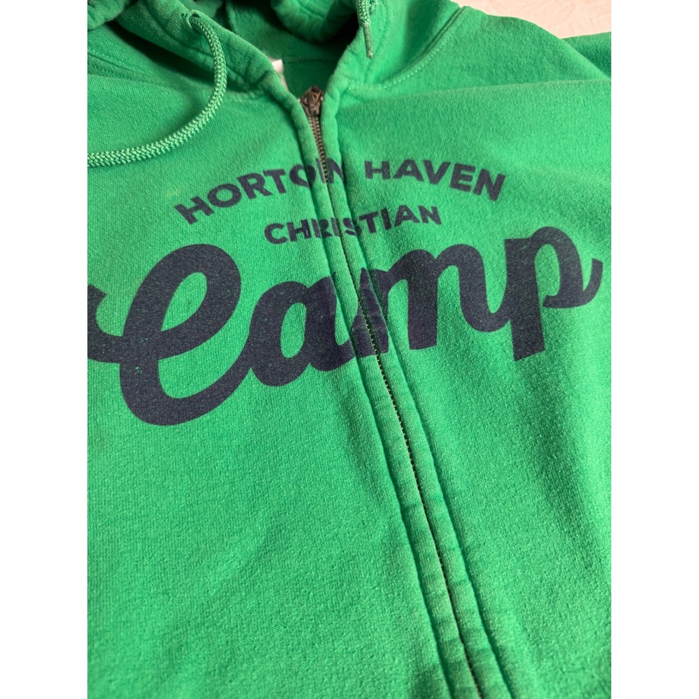 Green Gildan Heavy Blend Horton Haven Christian Camp Full‎ Zip Hoodie Sweatshirt